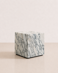 Marble Cube Side Table 400 - Arabescato
