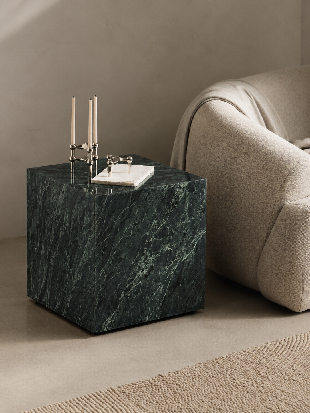 Marble Cube Side Table 400- Verde