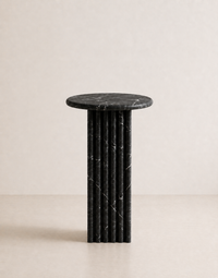 Scalloped Marble Side Table - Nero