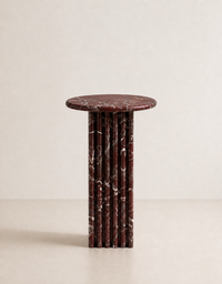 Scalloped Marble Side Table - Rosso