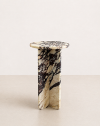 Costa Round Marble Side Table - Tall - Calacatta Viola